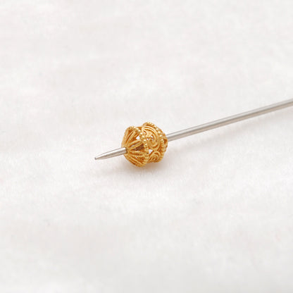 18k Solid Yellow Gold Fancy Tube Spacer Beads 6mm
