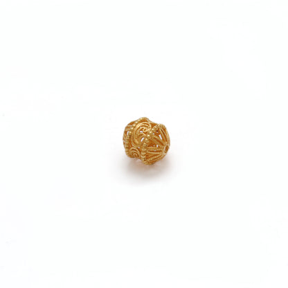 18k Solid Yellow Gold Fancy Tube Spacer Beads 6mm