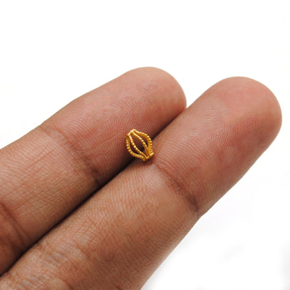 18k Yellow Gold 5x6mm Oval Lantern Spacer Beads