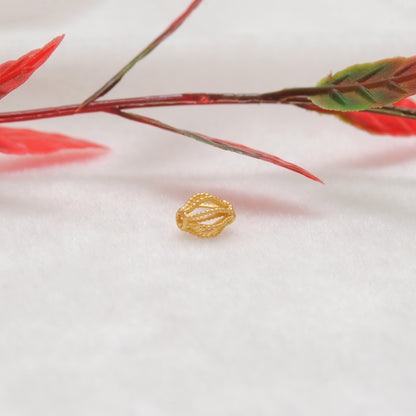 18k Yellow Gold 5x6mm Oval Lantern Spacer Beads