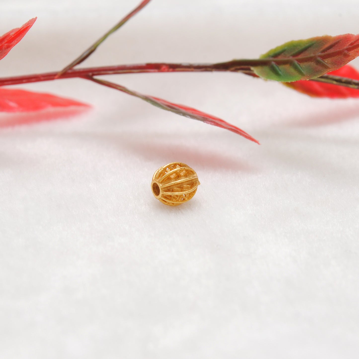 18k Solid Yellow Gold 5x6mm Oval Spacer Beads