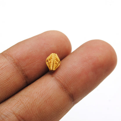 18K Solid Yellow Gold Oval Spacer Beads 5x7mm