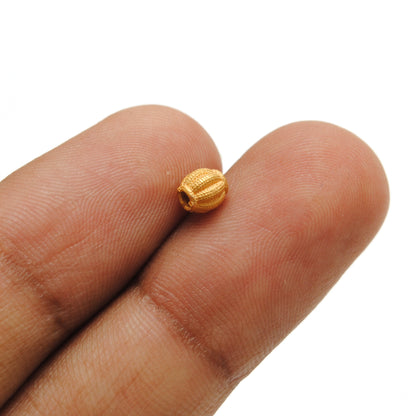 18k Solid Yellow Gold Oval Spacer Beads 4x5mm