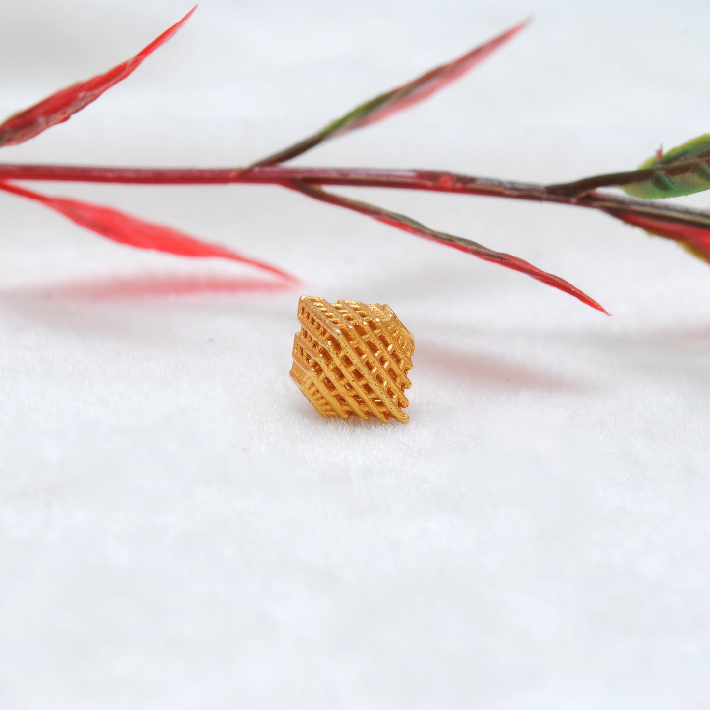 18K Solid Yellow Gold Pyramid Spacer Beads 8mm