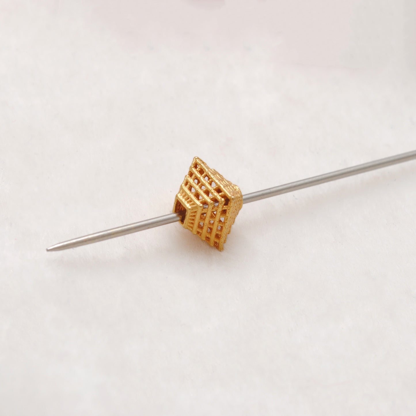 18K Solid Yellow Gold Pyramid Spacer Beads 8mm