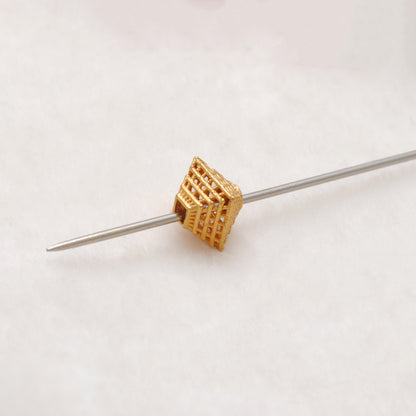 18K Solid Yellow Gold Pyramid Spacer Beads 8mm