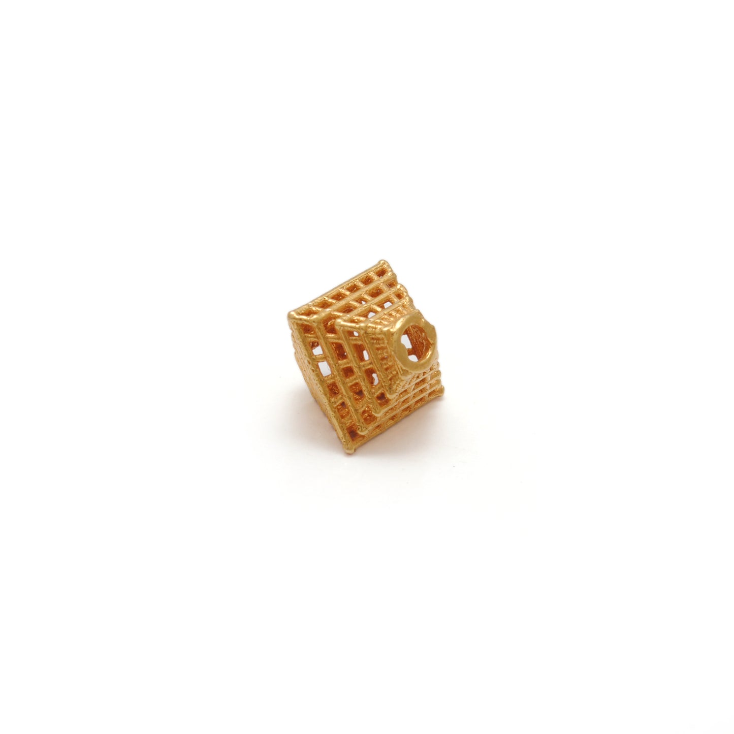 18K Solid Yellow Gold Pyramid Spacer Beads 8mm