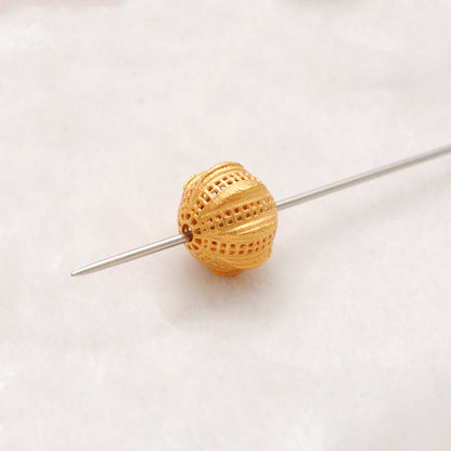 18k Solid Yellow Gold Round Spacer Ball Beads-11X12 mm