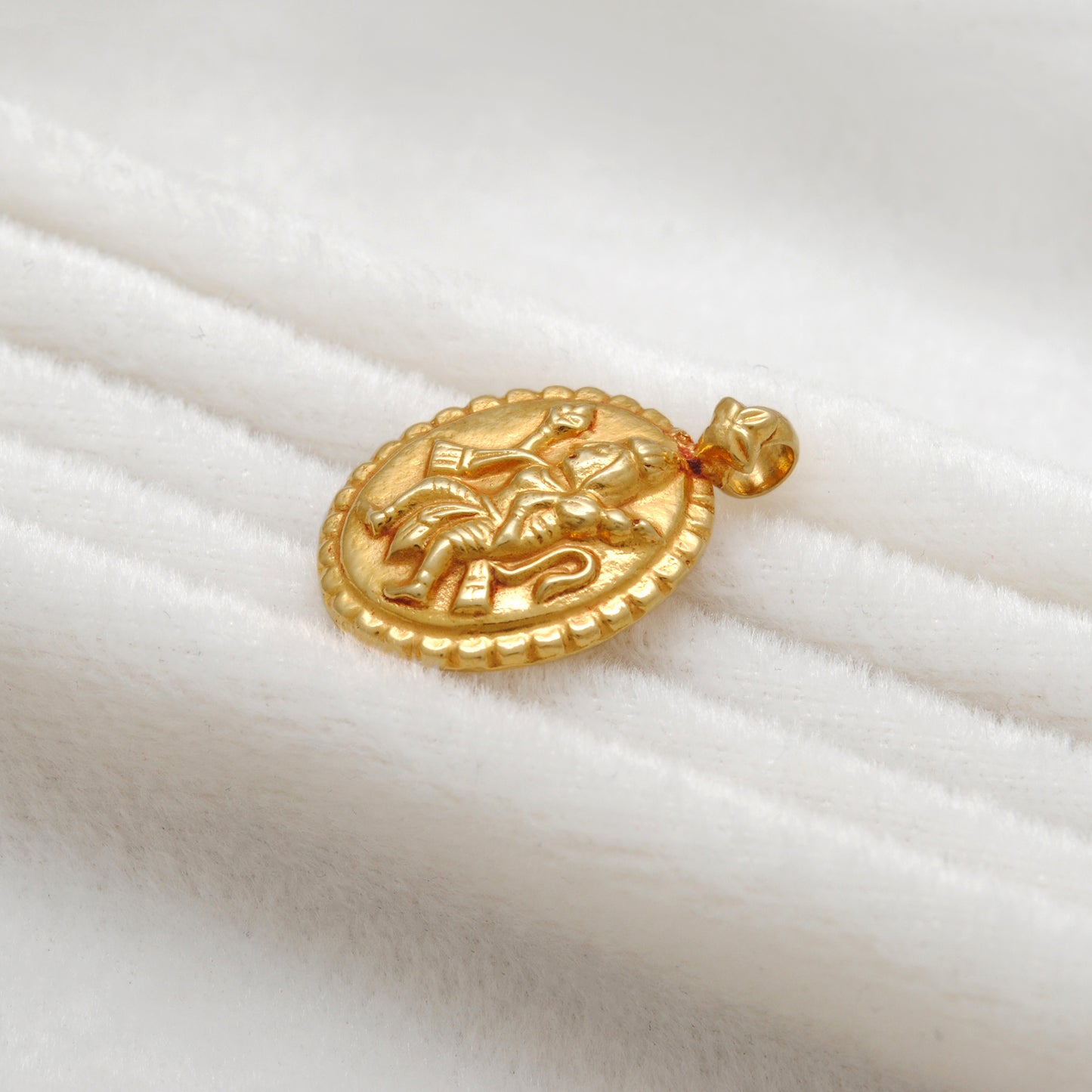 18k Solid Yellow Gold Indian God Hanuman Charm Pendant