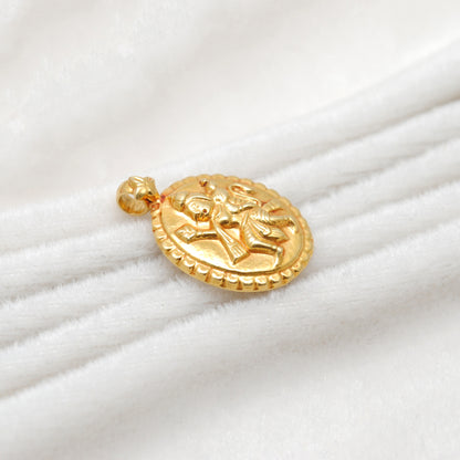 18k Solid Yellow Gold Indian God Hanuman Charm Pendant