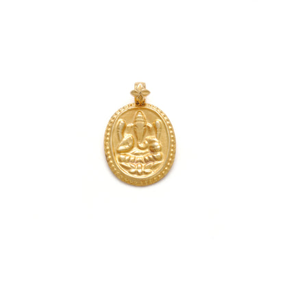 18k Solid Yellow Gold God Ganesha Pendant