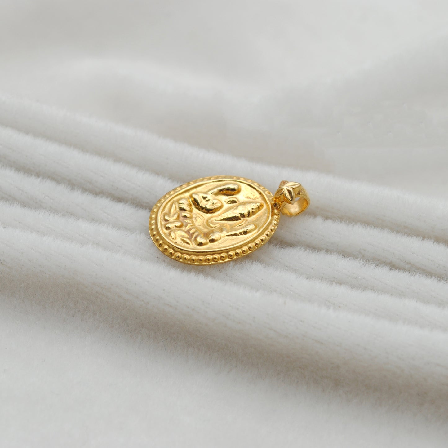 18k Solid Yellow Gold God Ganesha Pendant