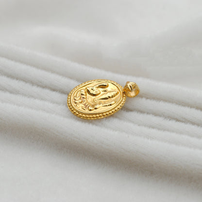 18k Solid Yellow Gold God Ganesha Pendant