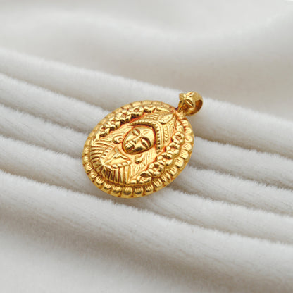 18k Solid Yellow Gold Indian Goddess Charm Pendant