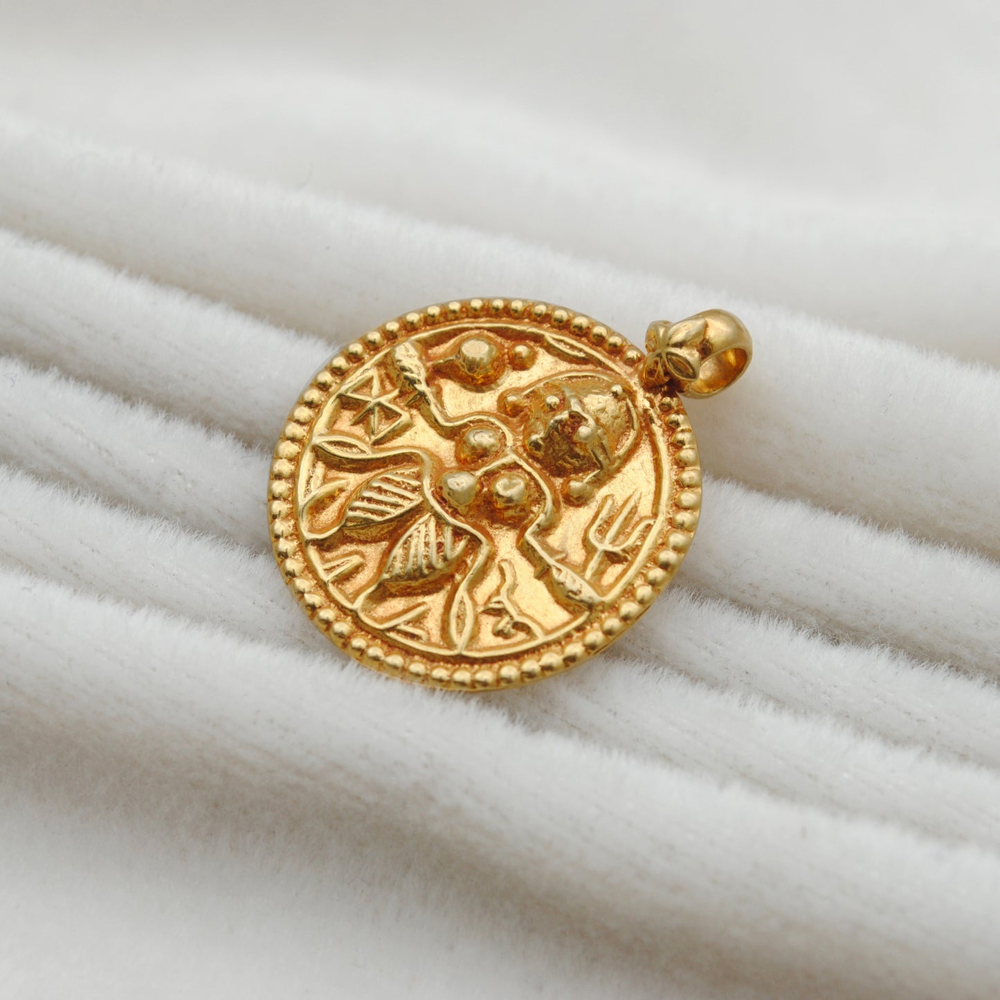 18K Yellow Gold Durga Pendant DIY Religious Jewelry