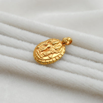 18k Solid Yellow Gold Indian God Charm Pendant