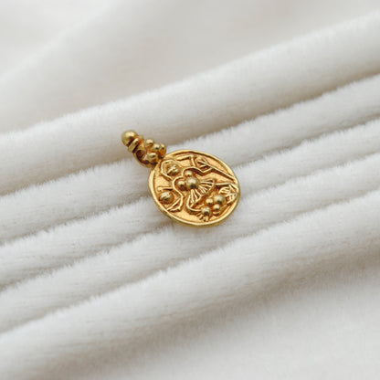 18k Solid Yellow Gold Laxmi Goddess Charm Pendant