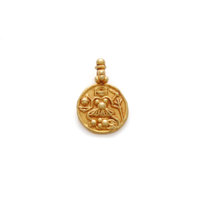 18k Solid Yellow Gold Laxmi Goddess Charm Pendant