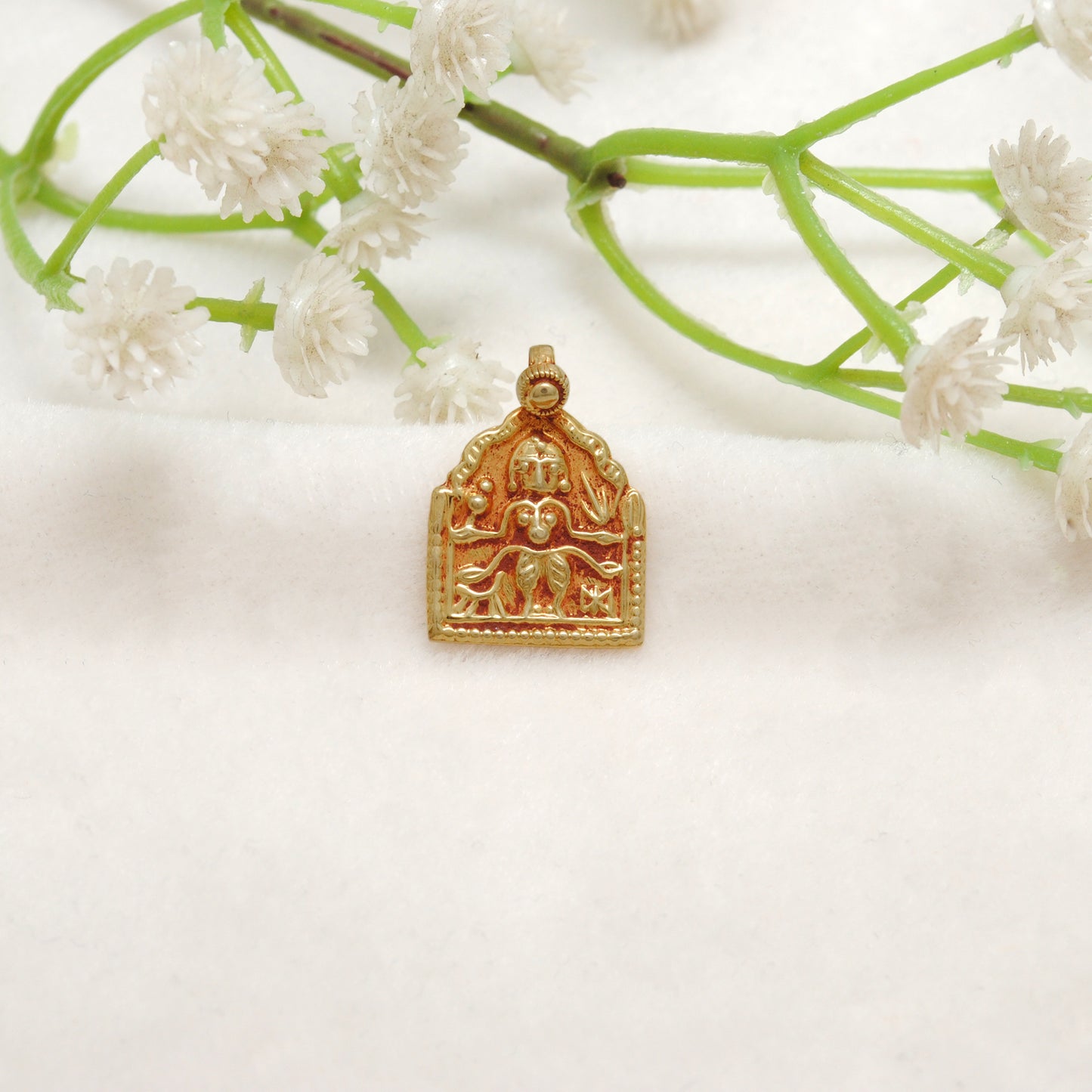 18k Solid Yellow Gold Indian Goddess Durga Pendant