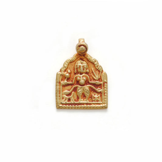 18k Solid Yellow Gold Indian Goddess Durga Pendant