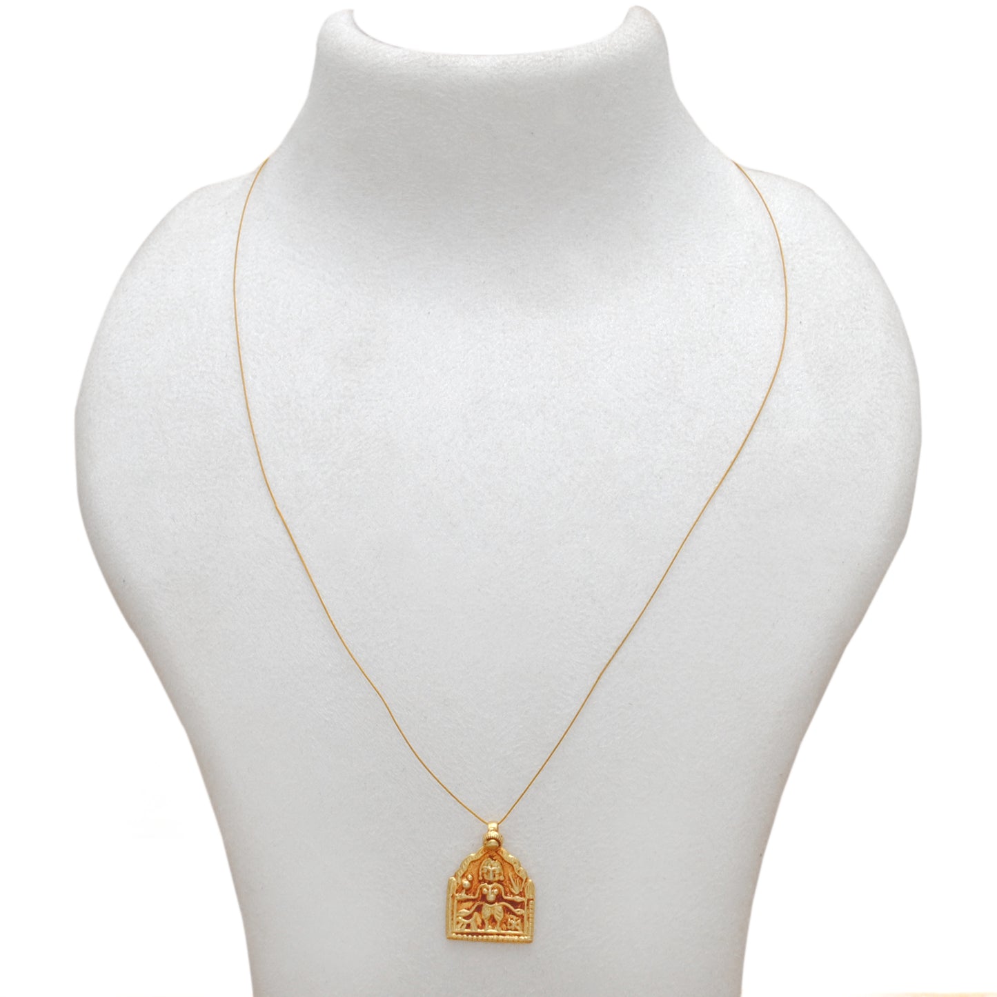 18k Solid Yellow Gold Indian Goddess Durga Pendant