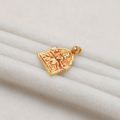 18k Solid Yellow Gold Indian Goddess Durga Pendant