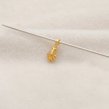 18K Solid Yellow Gold Fancy Charm 11x5mm