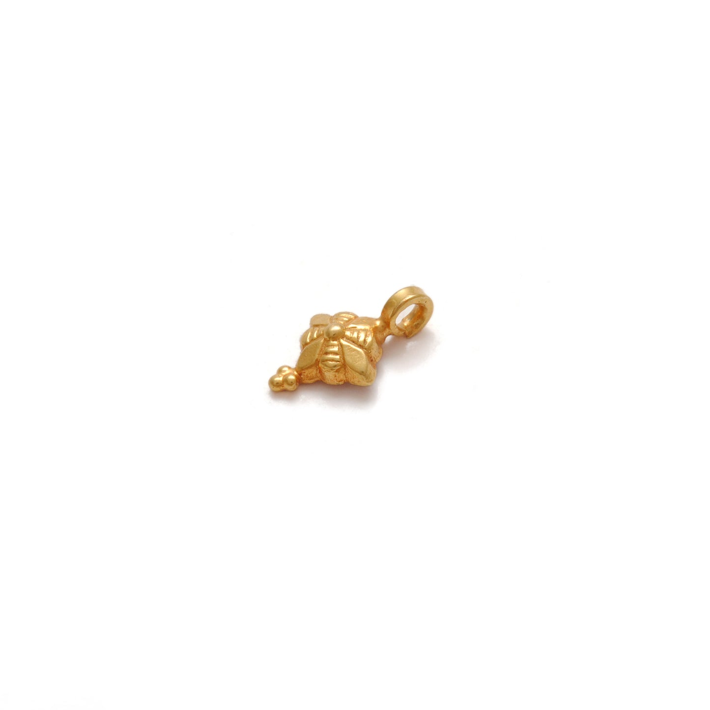 18K Solid Yellow Gold Floral Charm Pendant 9x6mm