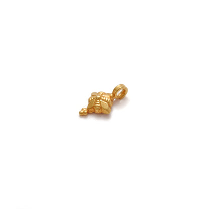 18K Solid Yellow Gold Floral Charm Pendant 9x6mm