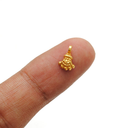 18k Solid Yellow Gold Antique Bail Charm Pendant 9x6mm