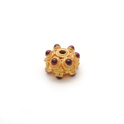 18k Solid Yellow Gold Rondelle Ruby Pumpkin Beads 11mm