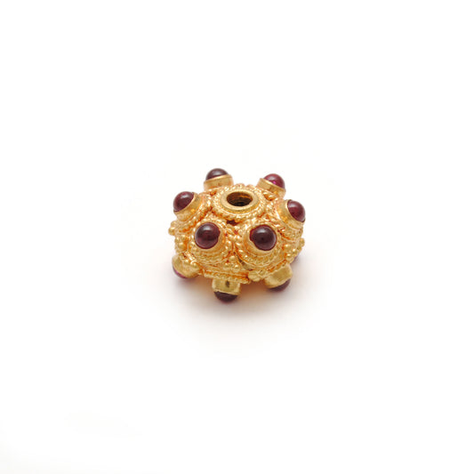 18k Solid Yellow Gold Rondelle Ruby Pumpkin Beads 11mm
