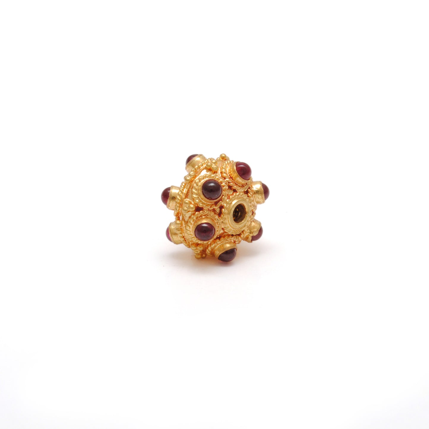 18k Solid Yellow Gold Rondelle Ruby Pumpkin Beads 11mm