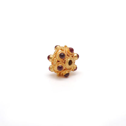 18k Solid Yellow Gold Rondelle Ruby Pumpkin Beads 11mm