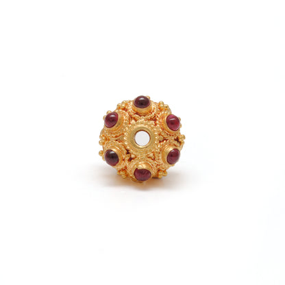 18k Solid Yellow Gold Rondelle Ruby Pumpkin Beads 11mm