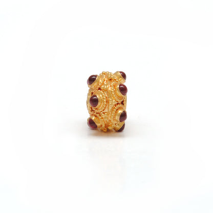 18k Solid Yellow Gold Rondelle Ruby Pumpkin Beads 11mm