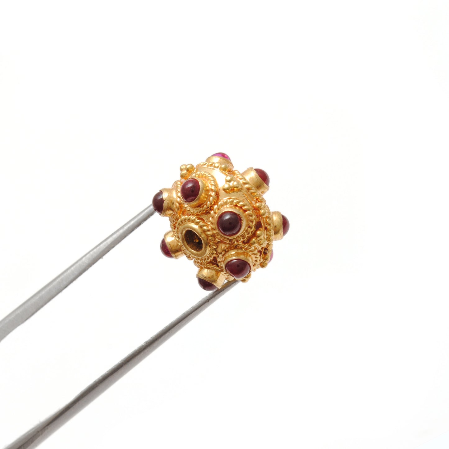 18k Solid Yellow Gold Rondelle Ruby Pumpkin Beads 11mm