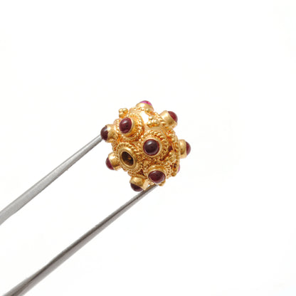18k Solid Yellow Gold Rondelle Ruby Pumpkin Beads 11mm