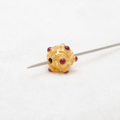 18k Solid Yellow Gold Ruby Vintage Ball Spacer Beads-11 mm