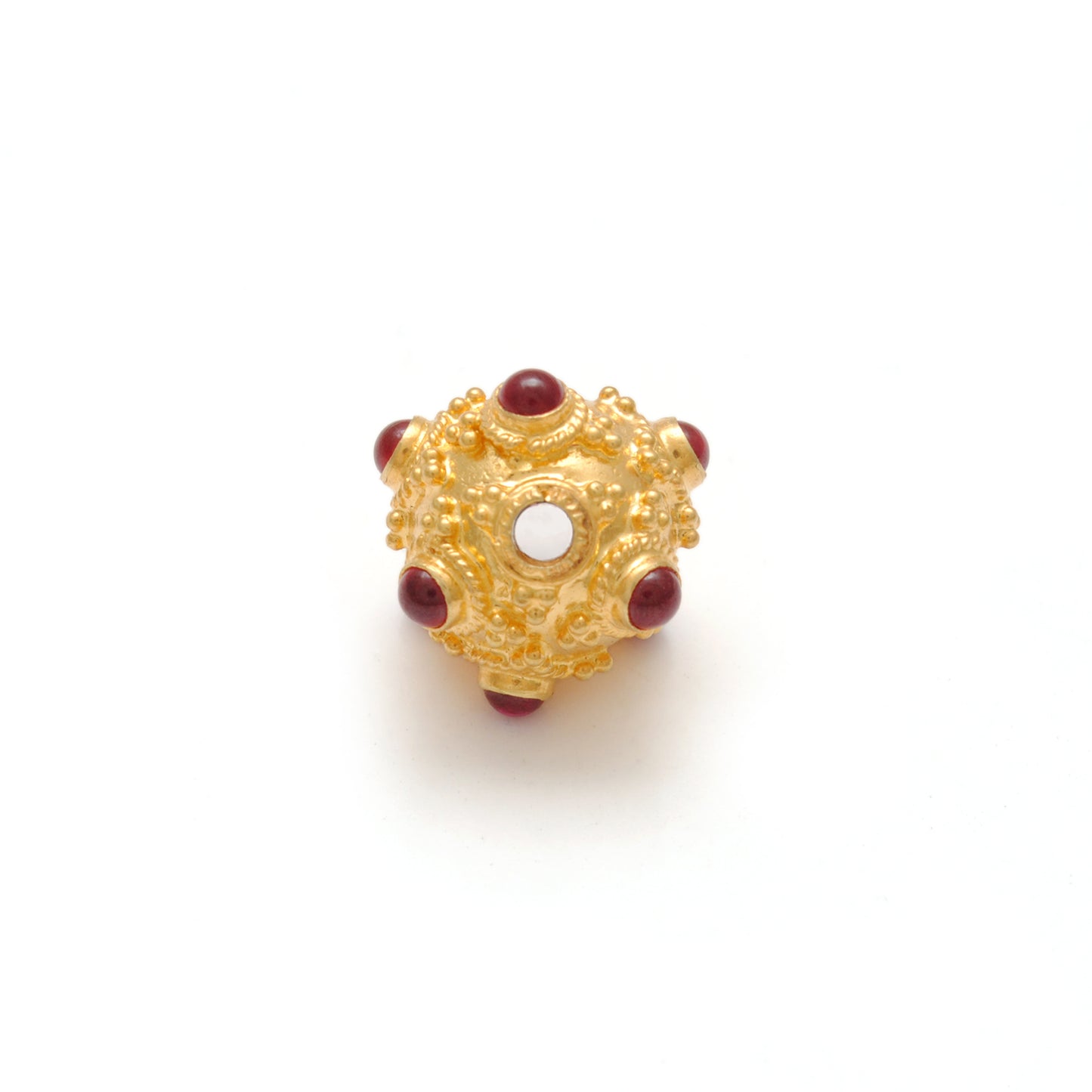 18k Solid Yellow Gold Ruby Vintage Ball Spacer Beads-11 mm
