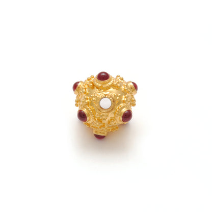 18k Solid Yellow Gold Ruby Vintage Ball Spacer Beads-11 mm