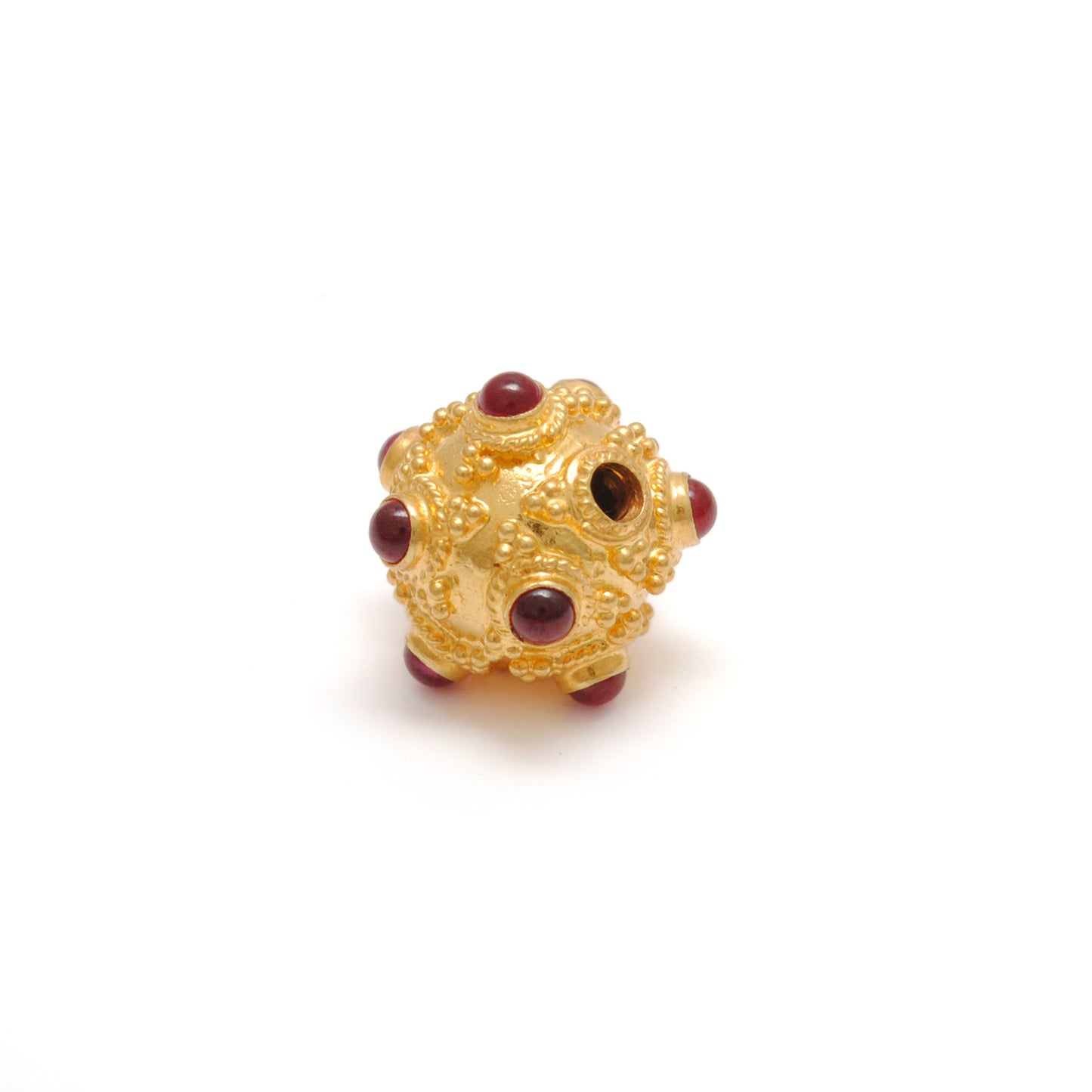 18k Solid Yellow Gold Ruby Vintage Ball Spacer Beads-11 mm