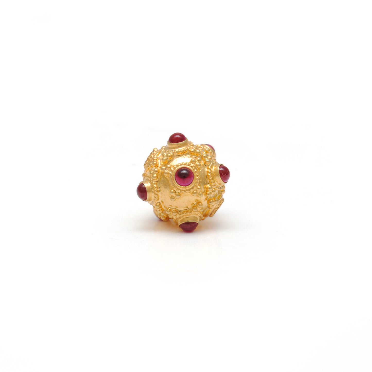 18k Solid Yellow Gold Ruby Vintage Ball Spacer Beads-11 mm