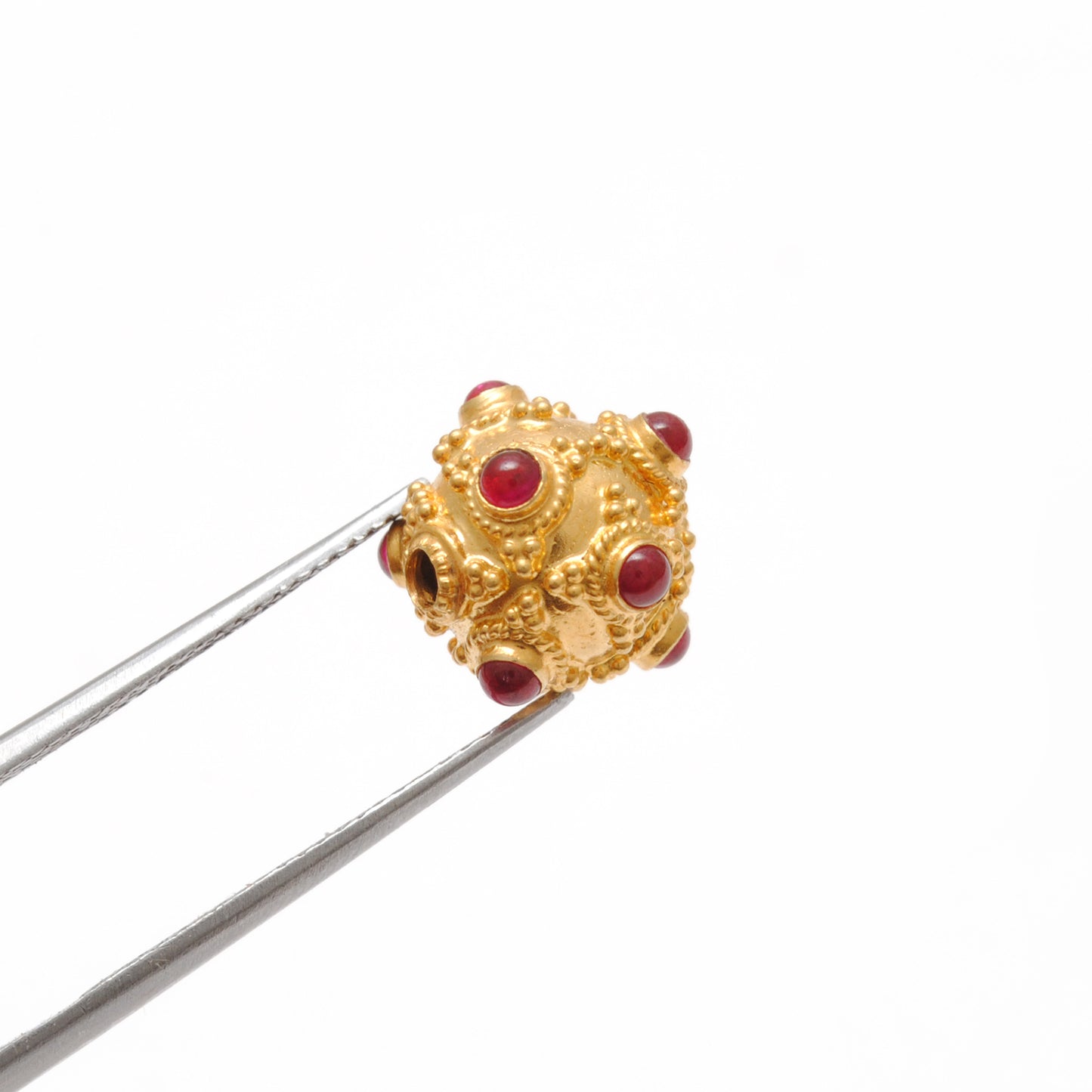 18k Solid Yellow Gold Ruby Vintage Ball Spacer Beads-11 mm