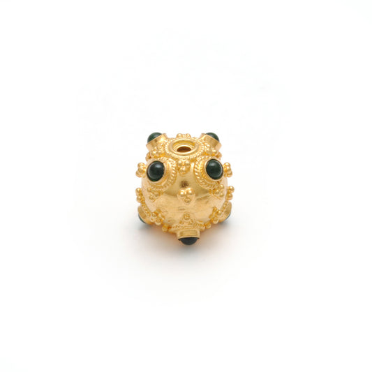 18k Solid Yellow Gold Emerald Beads-10 MM