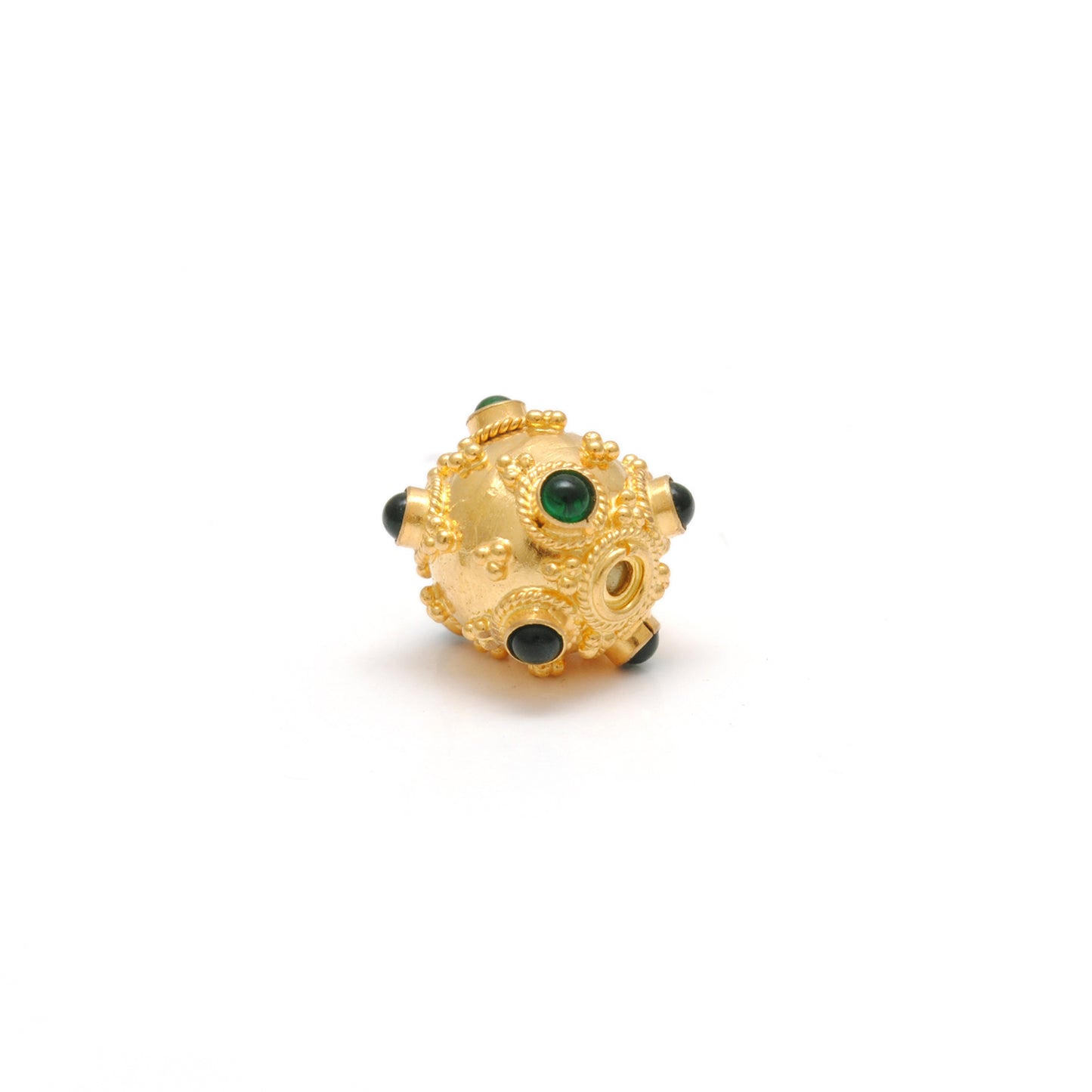 18k Solid Yellow Gold Emerald Beads-10 MM