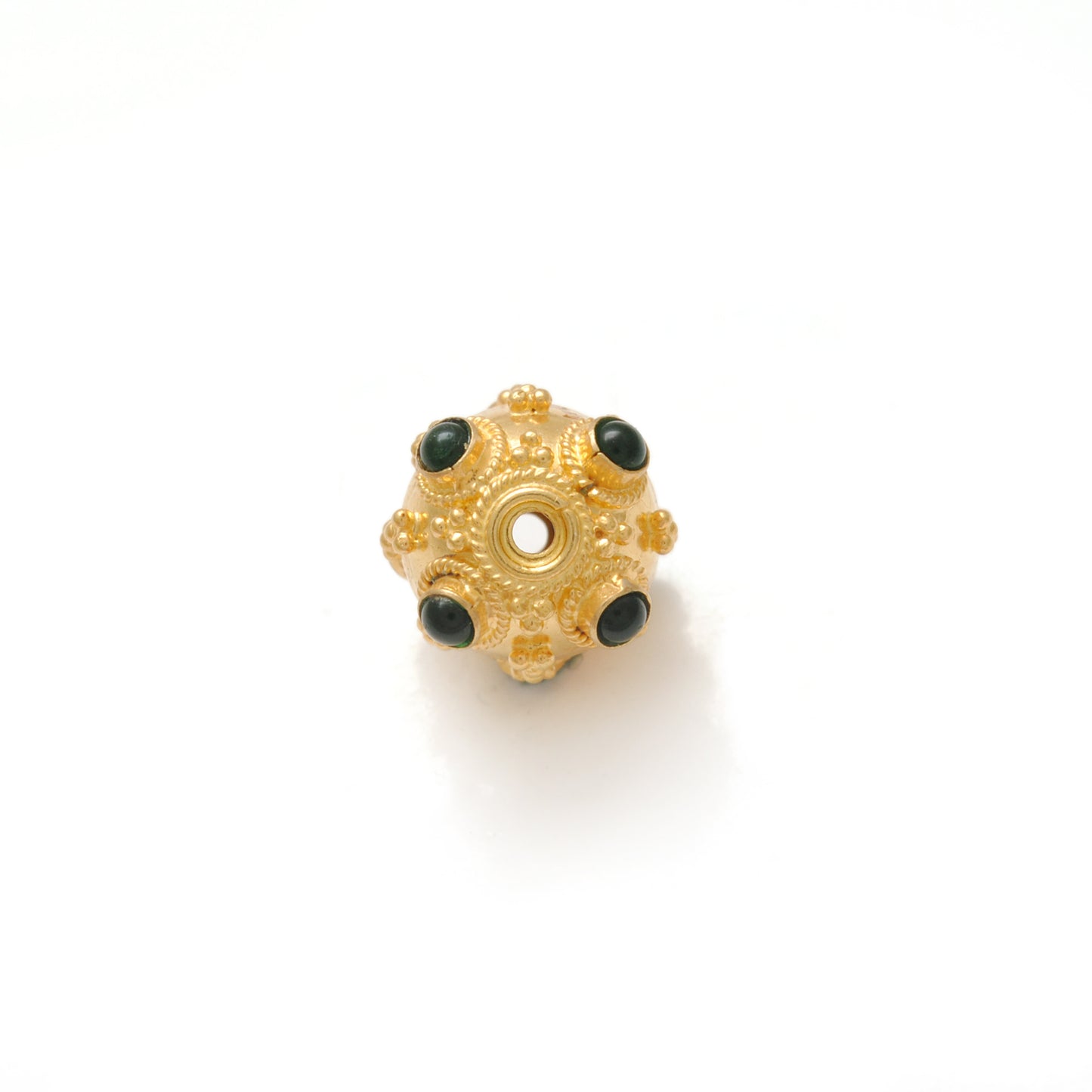 18k Solid Yellow Gold Emerald Beads-10 MM