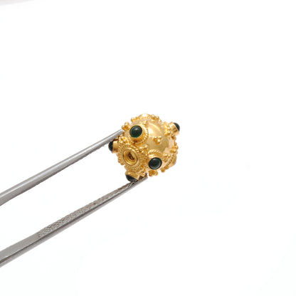 18k Solid Yellow Gold Emerald Beads-10 MM