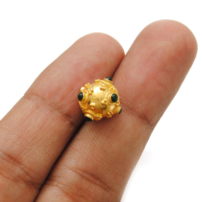 18k Solid Yellow Gold Emerald Beads-10 MM