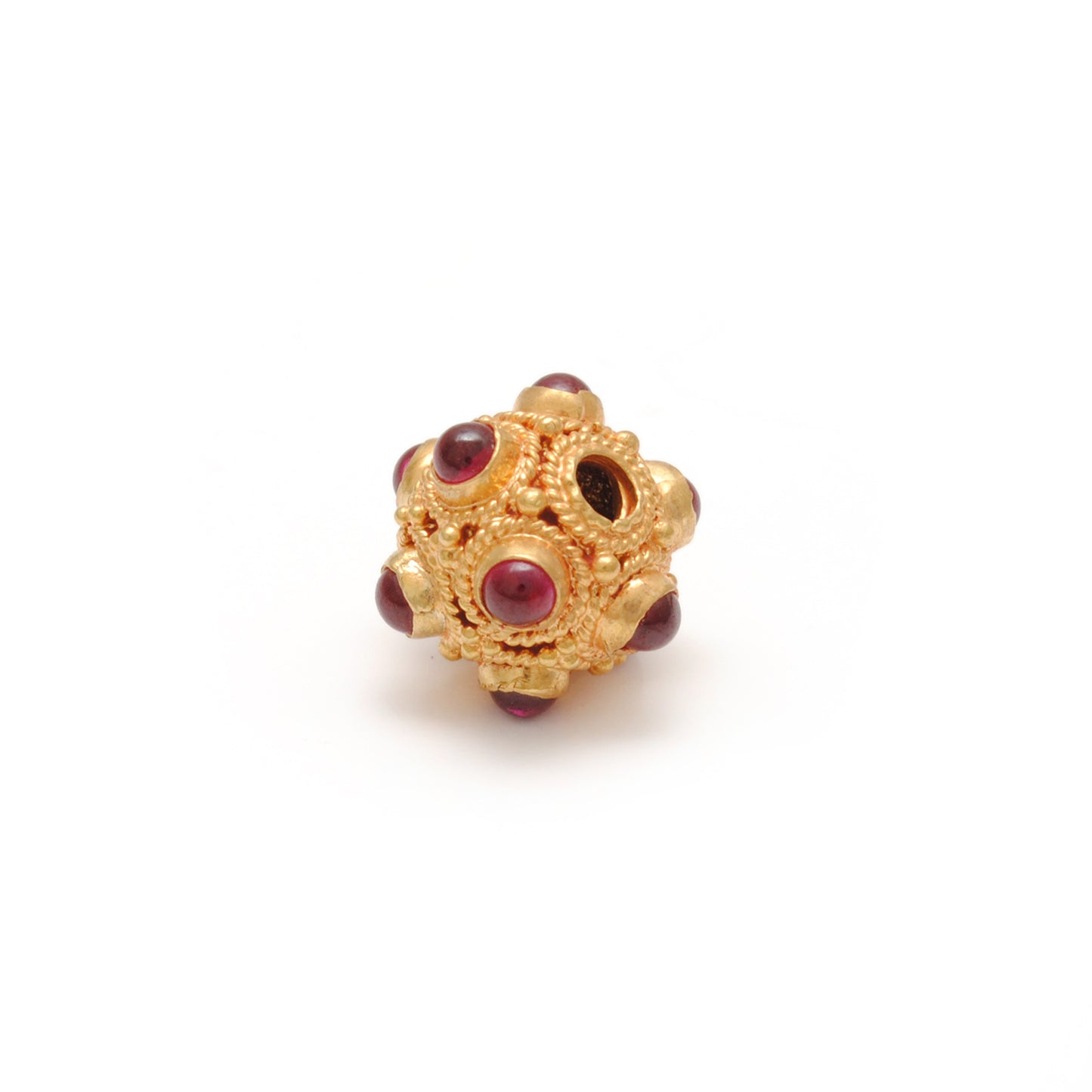 18k Solid Yellow Gold Ruby Ball Spacer Beads 9mm